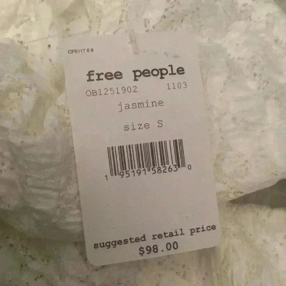 Free People Tea Time Womens Long Puff Sleeve Floral Lace Stretch Crop Top NEW - Picture 9 of 10